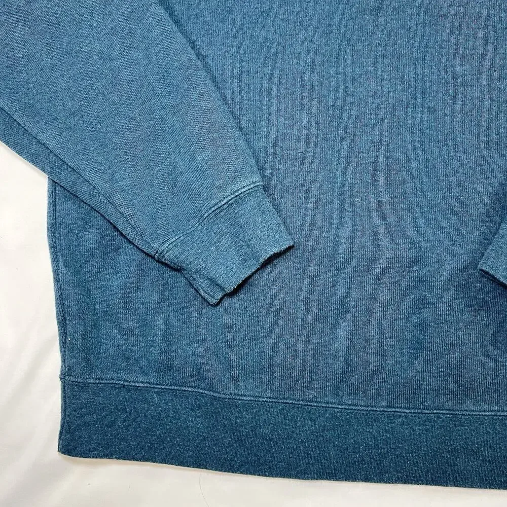 Orvis 1/4 Zip Pullover Mens Size L Teal Blue 100% Cotton Sweater Classic Casual